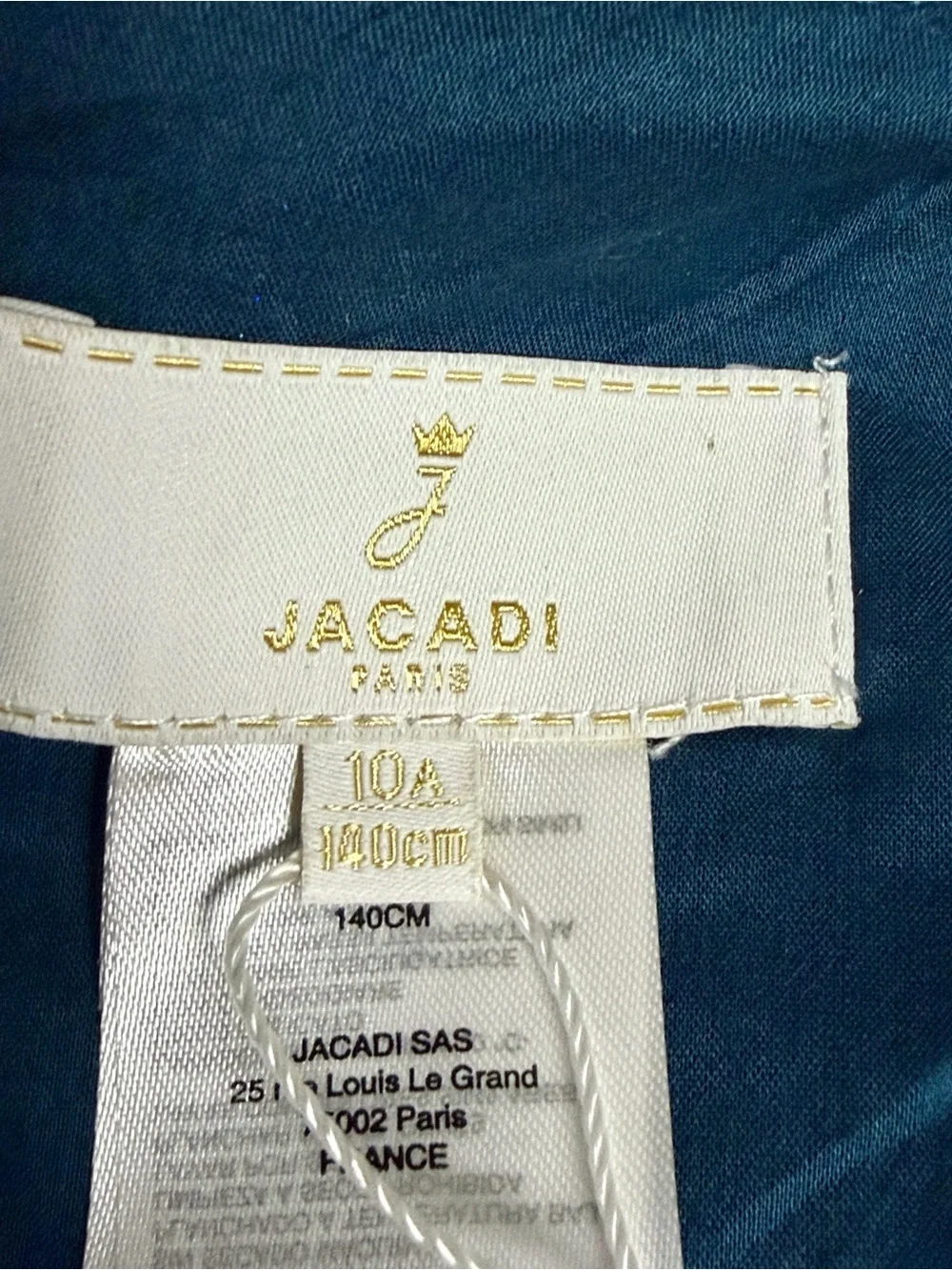 NWT Jacadi Paris Teal with Purple Shiny Leaf Jacquard Occasion Dress 10 (140)